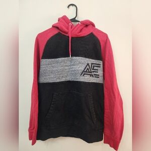 American Eagle Outfitters Men's Small Red, Gray, and Black Hoodie A3
